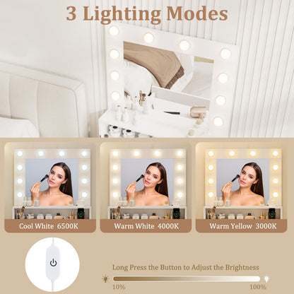 Vanity Desk with Mirror and Lights