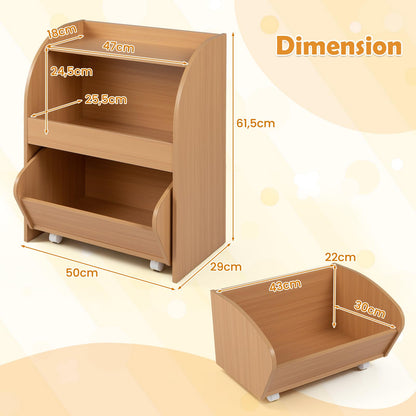 Toy Storage Organizer, Kids Bookcase with Movable Drawer