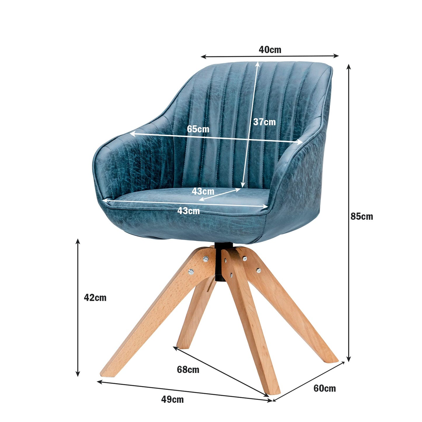 Set of 2/4 360° Swivel Accent Chair with Solid Wood Legs