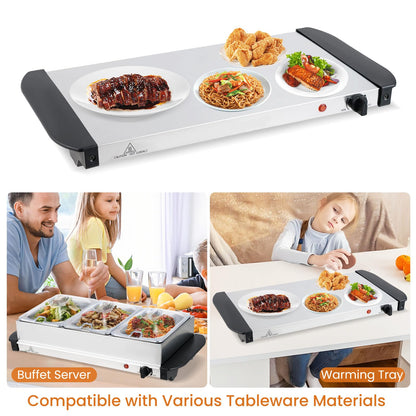 2 in 1 Electric Buffet Server Food Warmer with 3 x 1.4L Removable Trays
