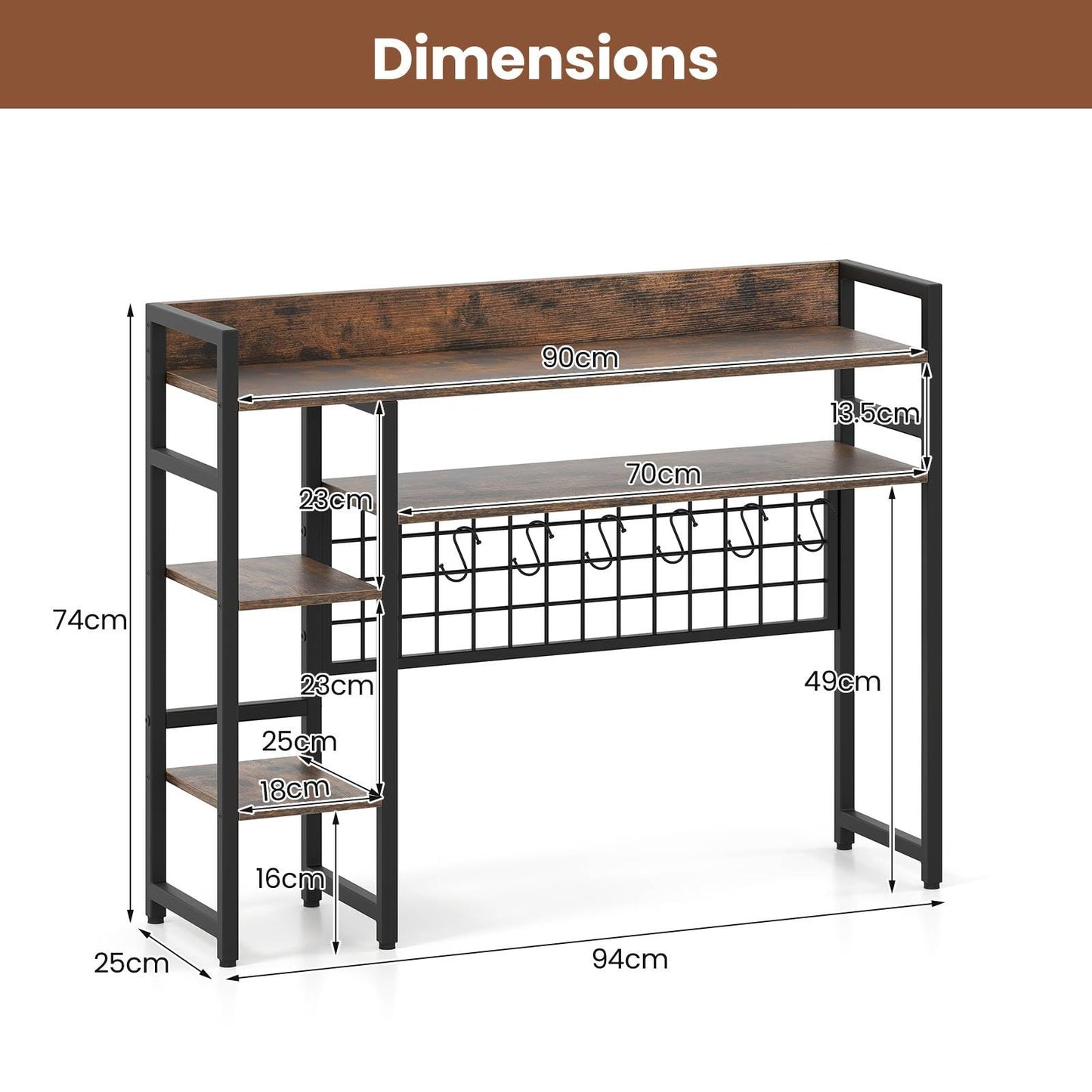Desktop Bookshelf with 4 Open Storage Shelves for Computer Monitor Up to 32 Inch