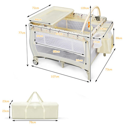 3 in 1 Convertible Bassinet Cot with Changing Table and Toy Bar