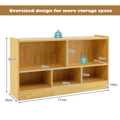 2 Tier Open Storage Shelving Unit with 5 Compartments