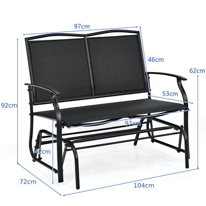 Patio Double Steel Frame Fabric Swing Gliding Chair Loveseat