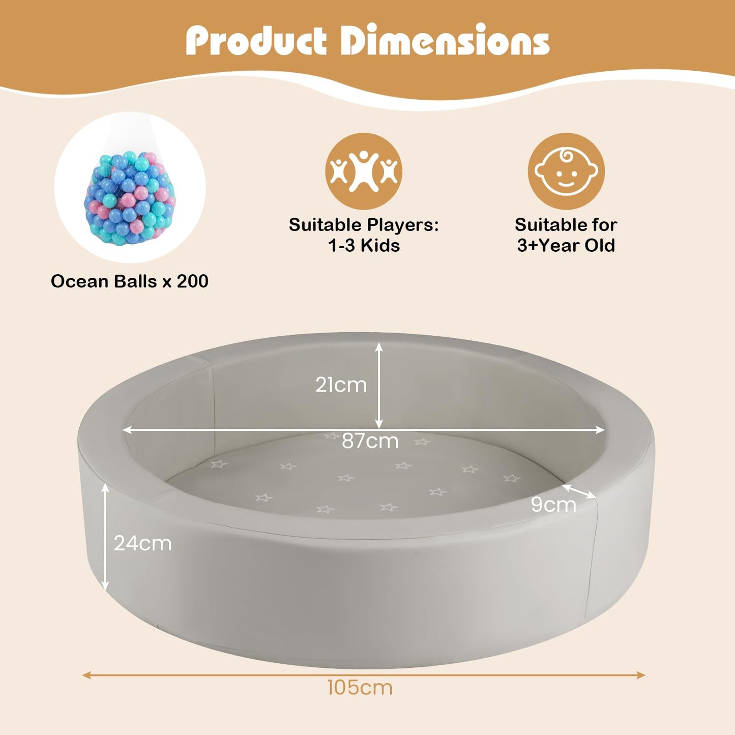 Ball Pit for Toddlers Baby Foam Ball Pit with Ocean Balls Soft Round Kids Ball Pool