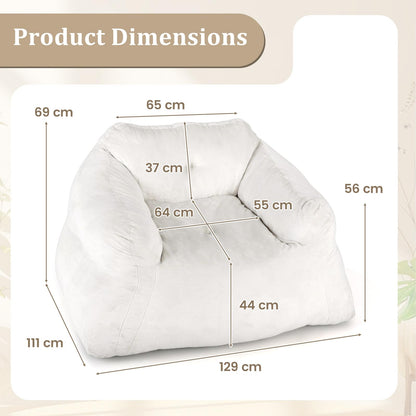 Bean Bag Chair with Velvet Cover and Non-slip Bottom for Bedroom