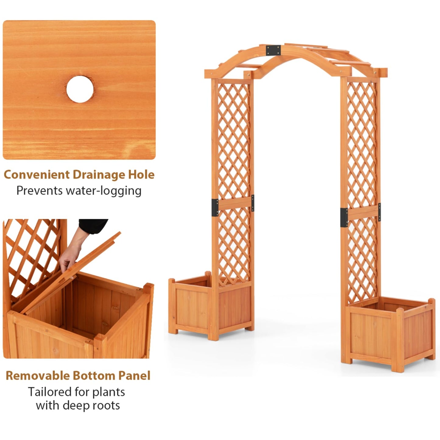 GiantexUK Wooden Garden Arch with Planter Boxes