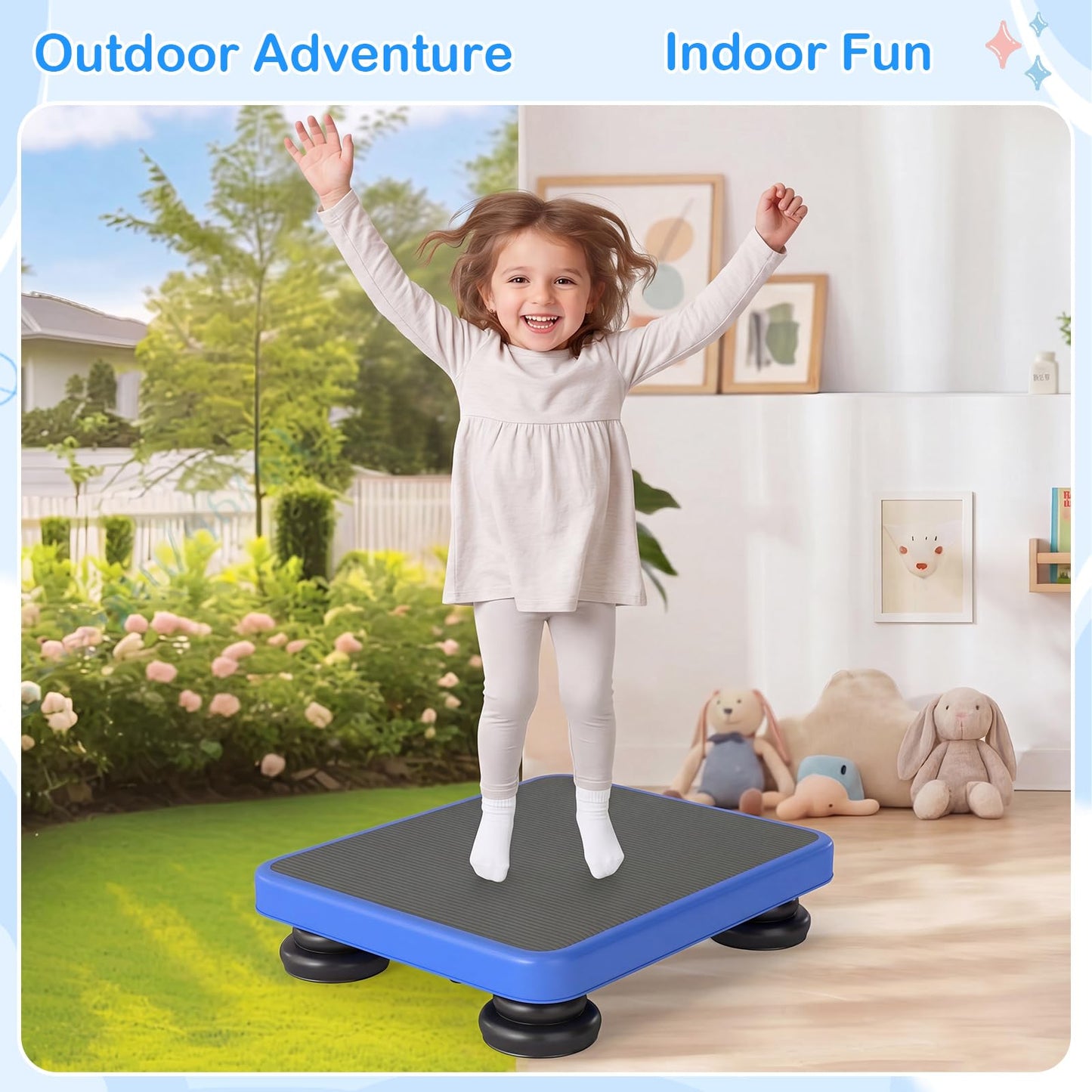 Kids Mini Trampoline Board with Elastic Rope
