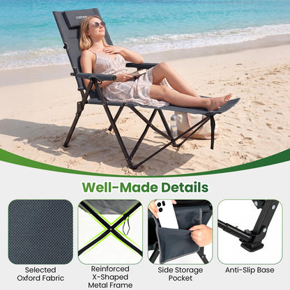 Adjustable Backrest, Storage Bag, Padded Pillow & Side Pocket