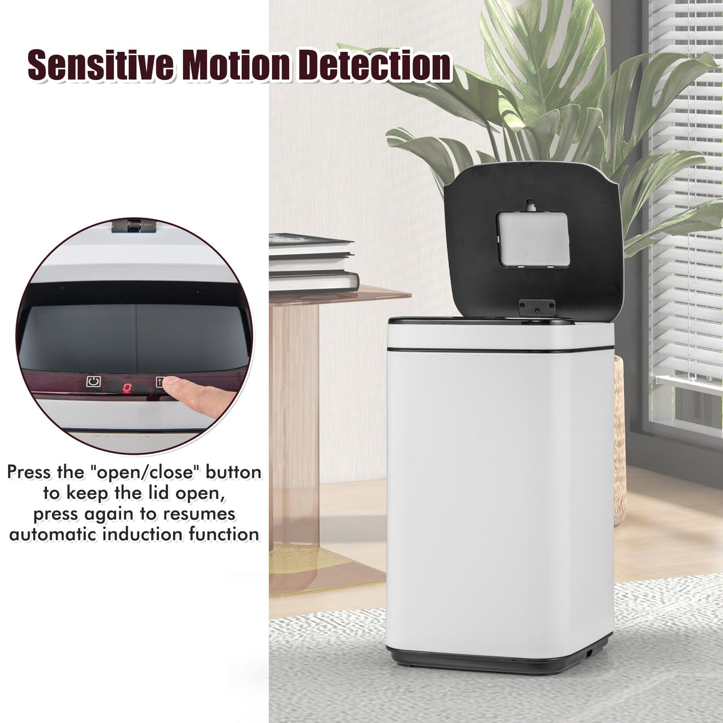 13L Automatic Trash Bin for Home Office Bedroom Bathroom