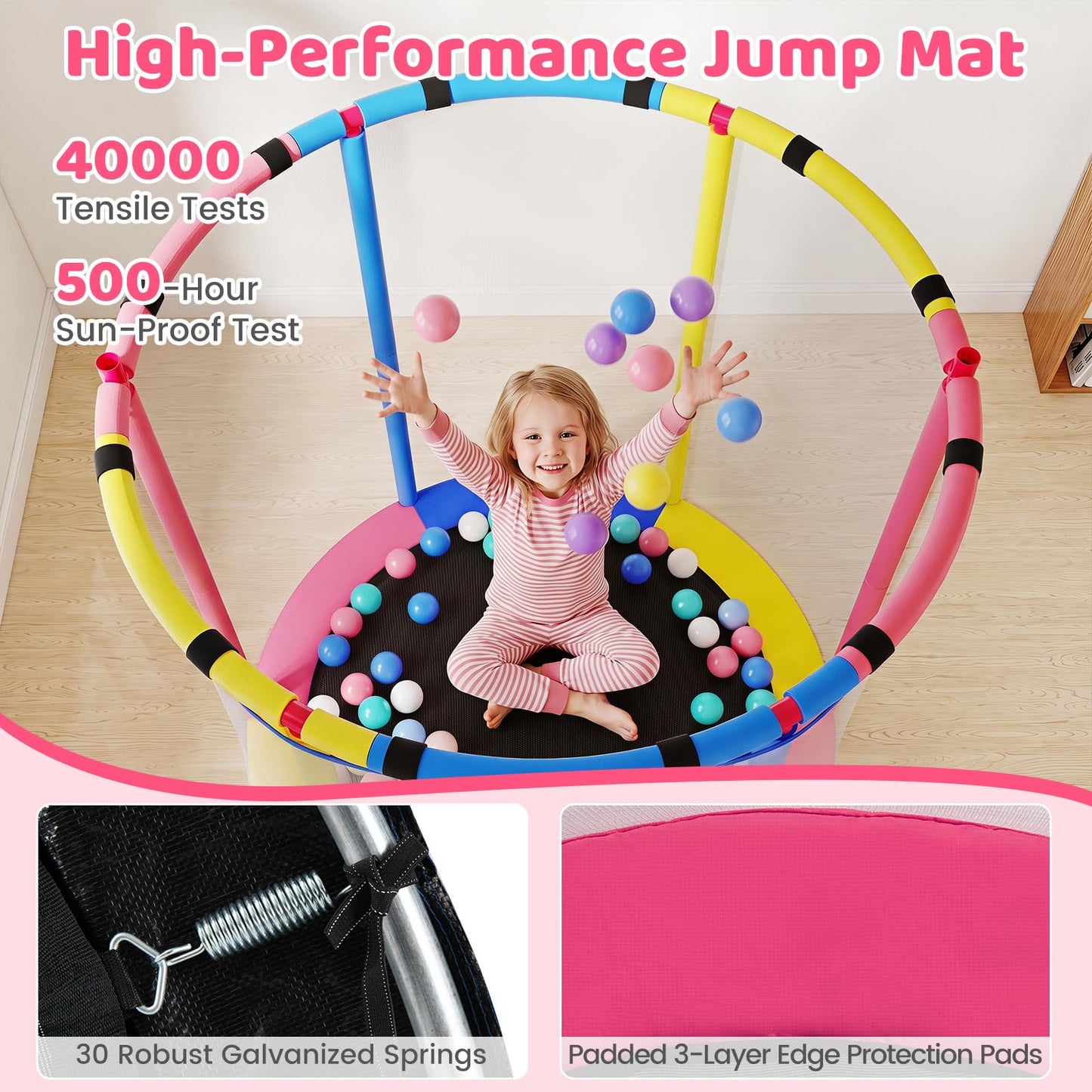 5FT Kids Trampoline, 6 in 1 Toddler Trampolines
