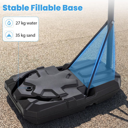 305 cm Portable Netball Post with Fillable Base and 10-Level Adjustable Height