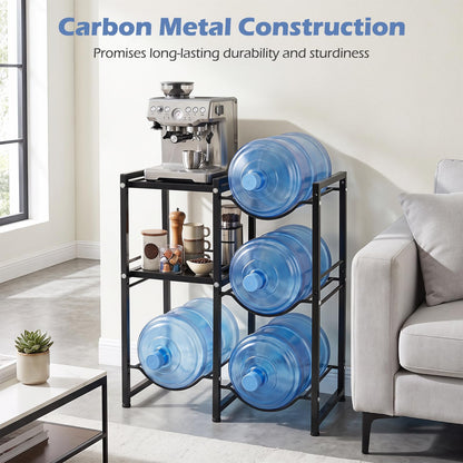 3-Tier 18.9 L Water Jug Holder with Shelves for Home Kitchen Office