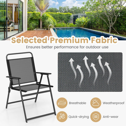 Garden Folding Chairs and Table Set with Marble-like Tabletop