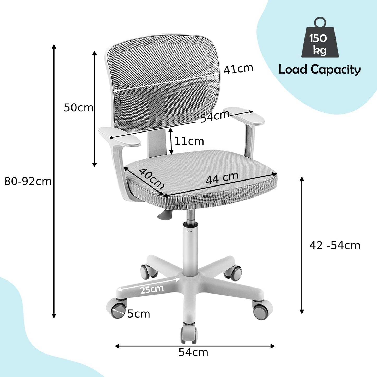 Children Task Study Chairs with Lumbar Support for School Home Office