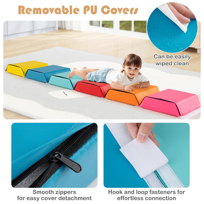 Colorful Exercise Tumble Mat for Kids with Detachable Zippered PU Covers