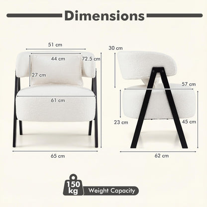 Barrel Accent Chair Upholstered Armchair with Lumbar Pillow