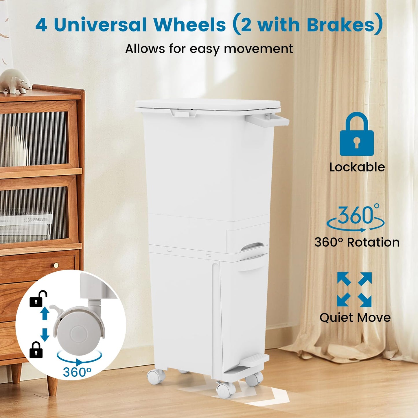 3 in 1 Recycling Bins for Kitchen Waste Separation Systerm with 3 Compartments