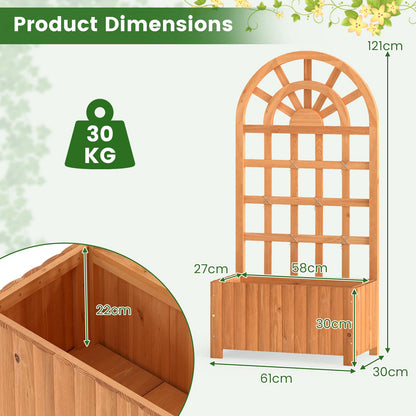 Garden Planter with Trellis, Wooden Raised Bed with Drainage Holes