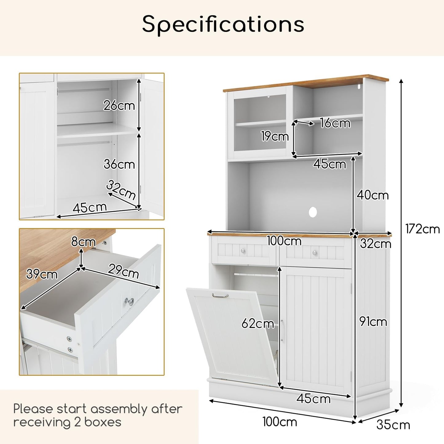 GiantexUK Tilt Out Trash Bin Cabinet, Wooden Tall Kitchen Cupboard