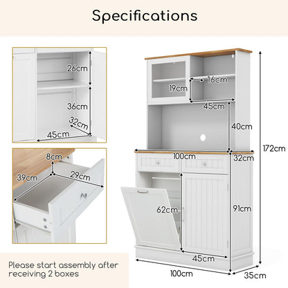 GiantexUK Tilt Out Trash Bin Cabinet, Wooden Tall Kitchen Cupboard