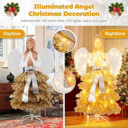 1.57M Lighted Christmas Angel Tree with Hands Clasped in Prayer
