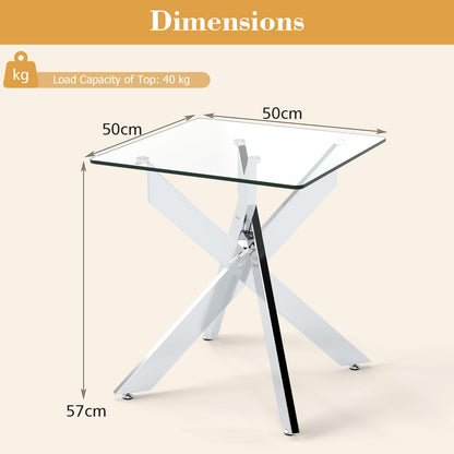 Tempered Glass Side Table, Square Sofa End Table Nightstand