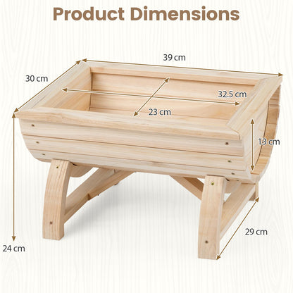 Set of 2 Raised Garden Bed, Half Barrel Fir Wood Planter Boxes with Legs