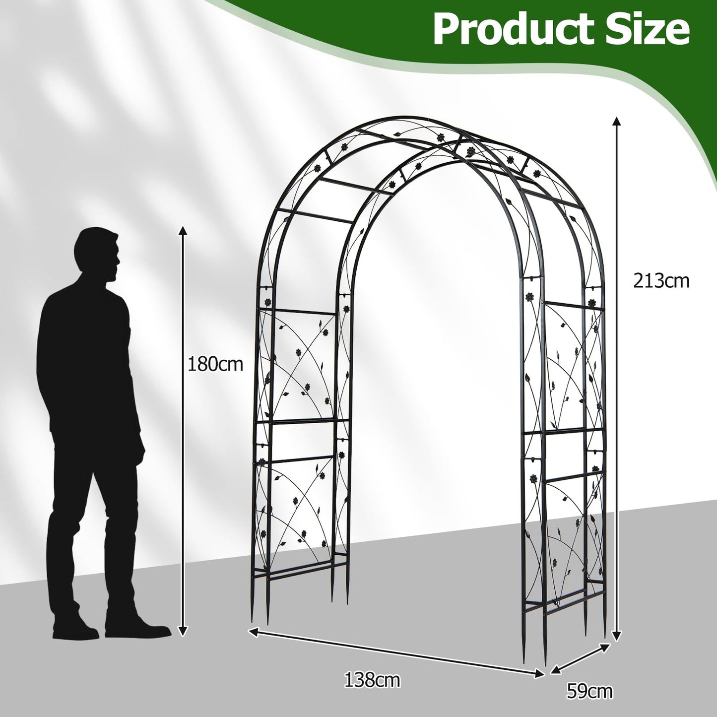 Metal Garden Arch, Large Archway Trellis Pergola Arbour for Rose Vines Climbing Plant, Patio Arbor Decoration Stand