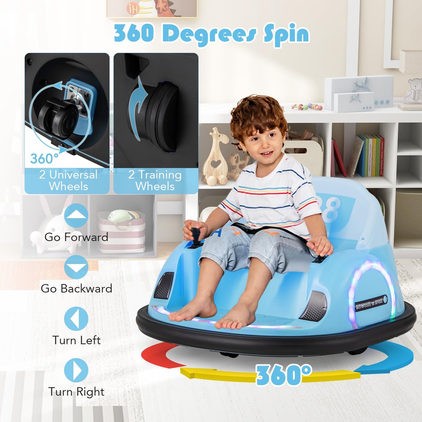 360 Degree Rotation Spin Waltzer Cars with Joysticks