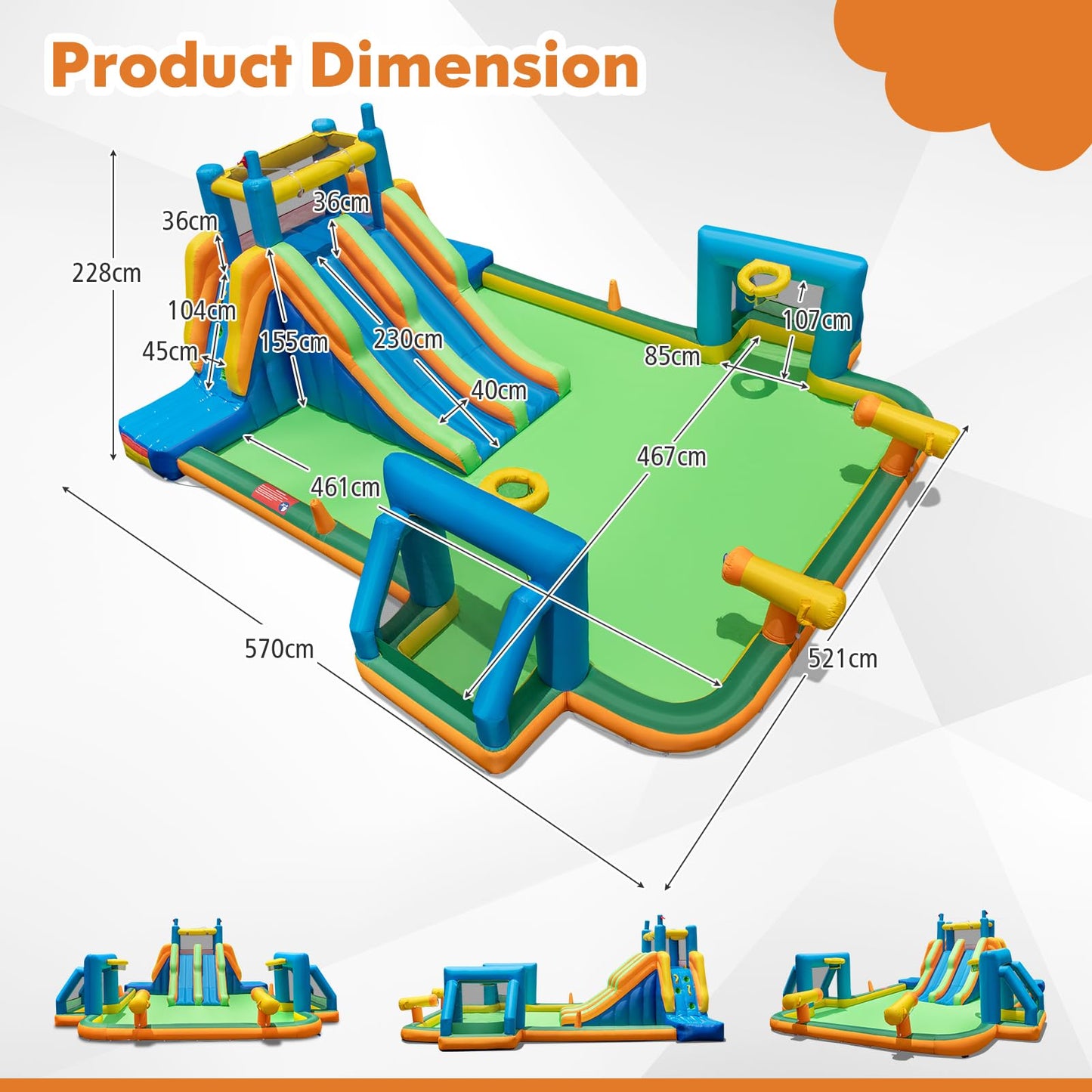 Inflatable Outdoor Water Park for Kids with Climbing Wall