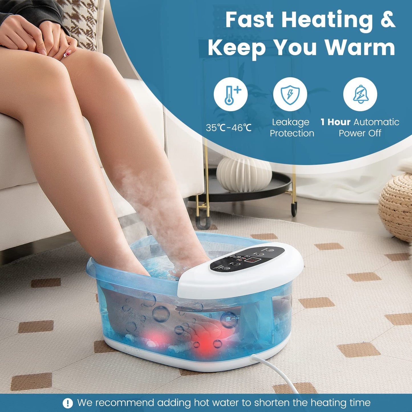 Foot Spa Massager with Removable Pedicure Stone