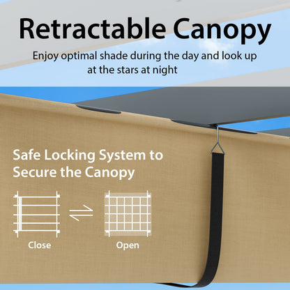 3 x 4 M Outdoor Retractable Pergola with Sun Shade Canopy