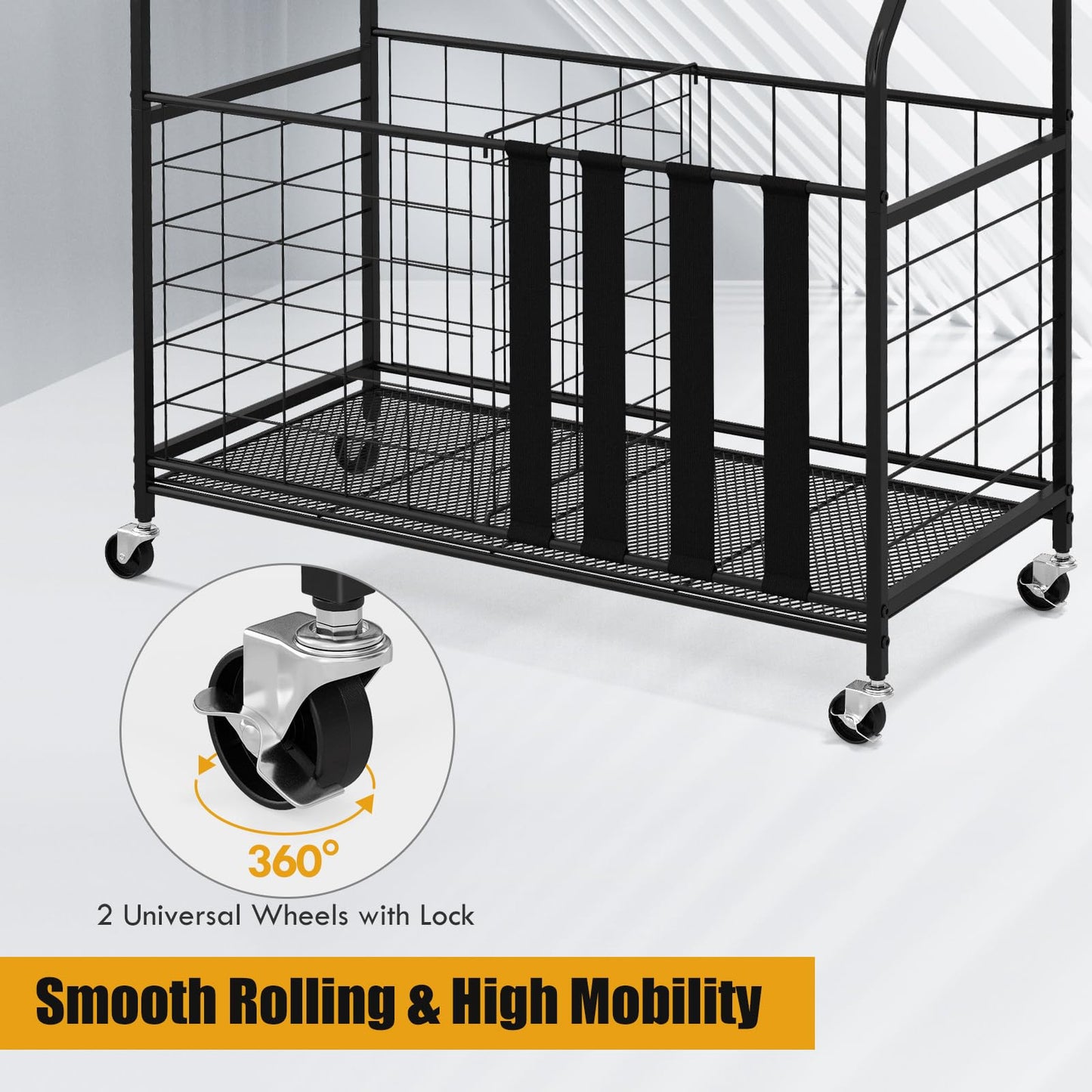 Sports Equipment Storage Rack Rolling Sports Ball Storage Cart