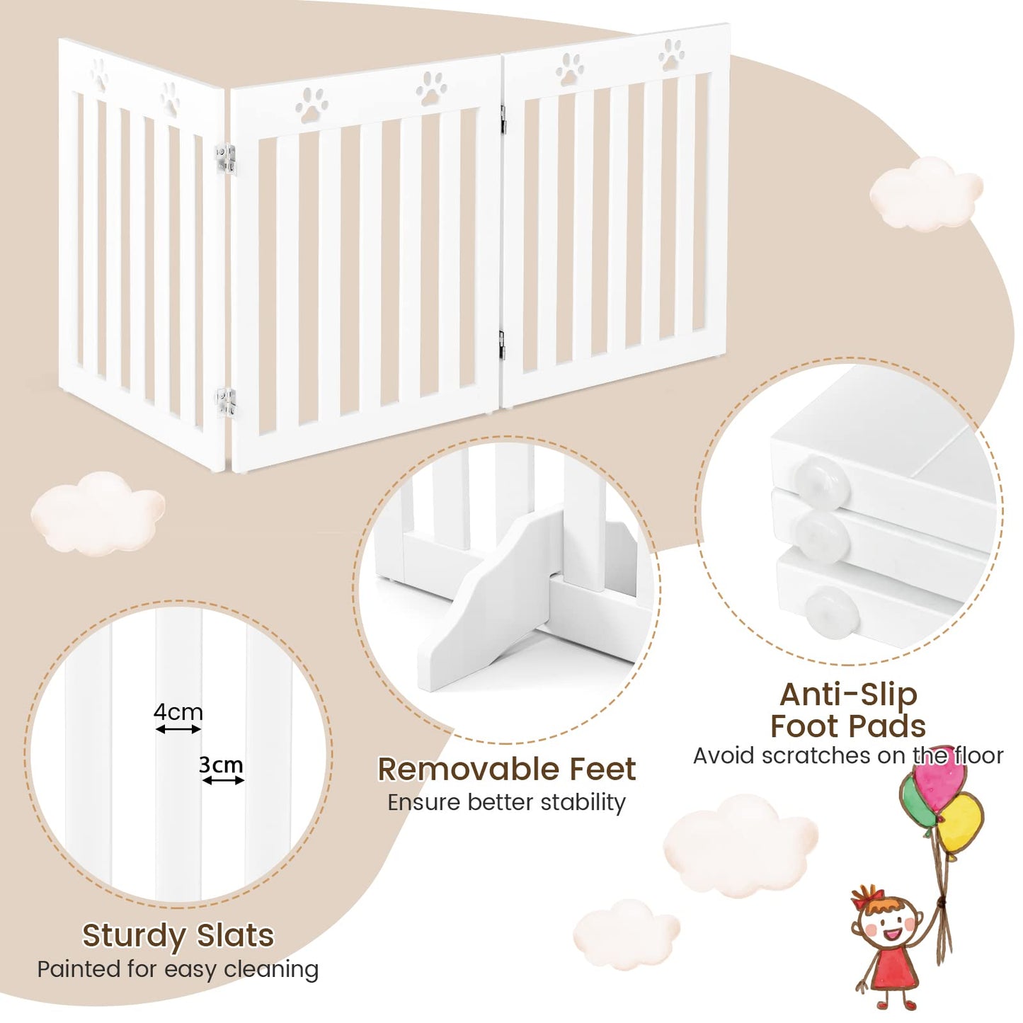 3 Panels Folding Pet Gate