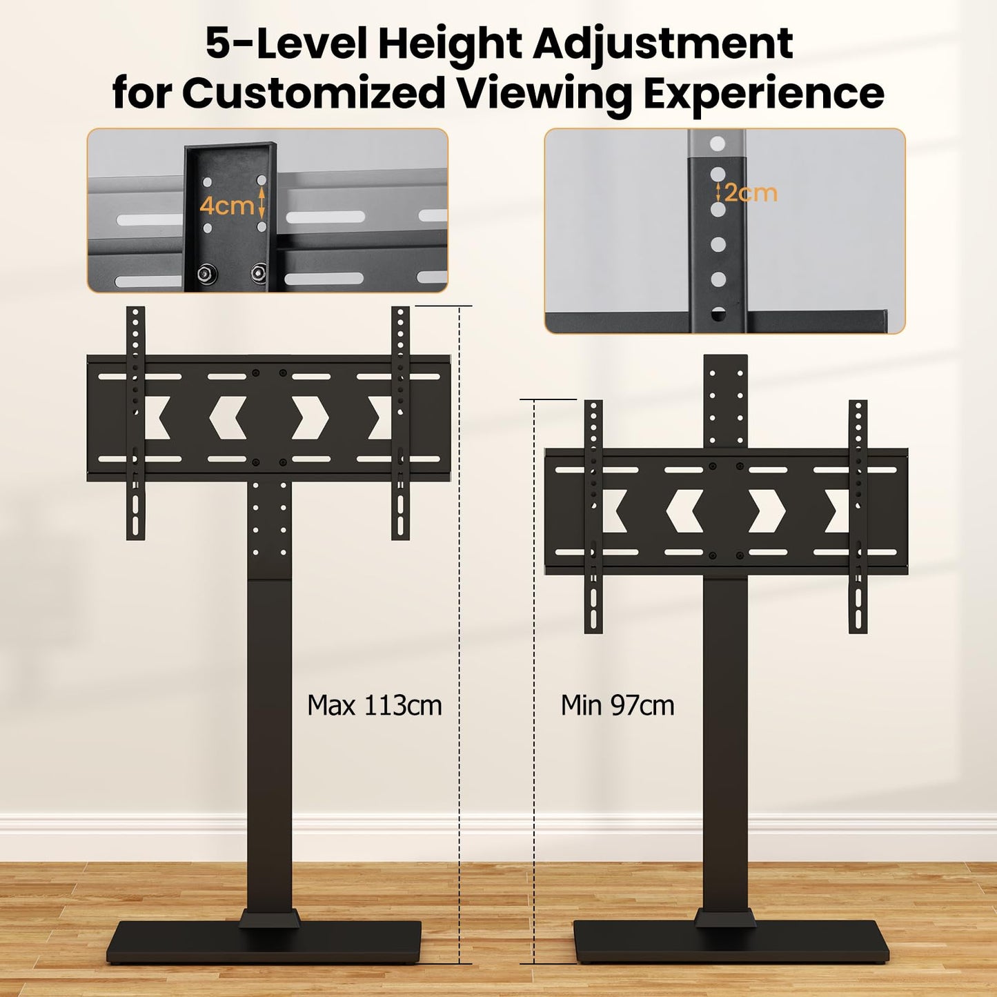 Height Adjustable Floor TV Stand with AV Shelf