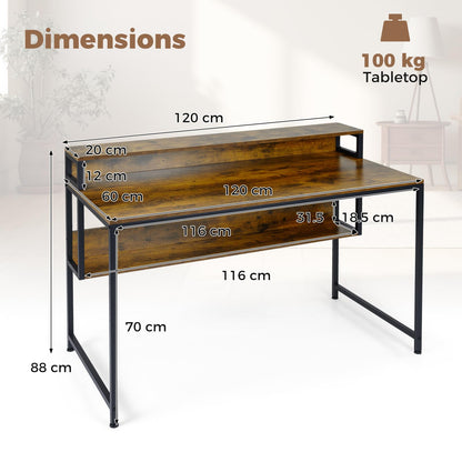 120cm Computer Desk, Industrial PC Laptop Table Writing Workstation