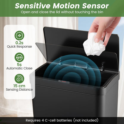 56L Stainless Steel Trash Can Touchless Recycling Garbage Bin