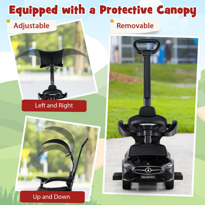 3-in-1 Ride on Push Car with Adjustable Canopy and Steering Push Bar