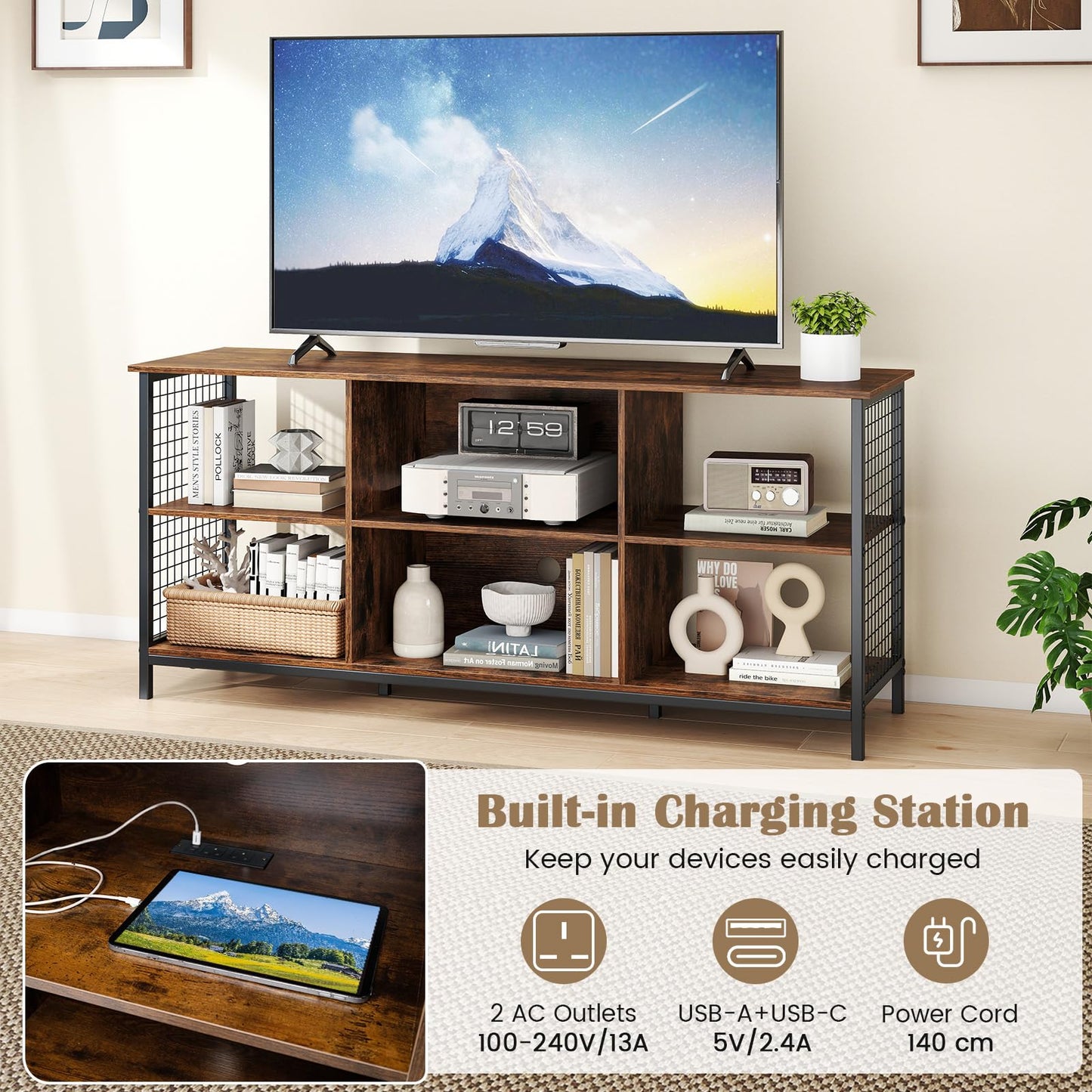 3-tier Entertainment Center with Power Outlets