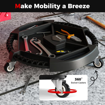 Mobile Automotive Tool Creeper with 3 Swivel Casters and 4 Compartments