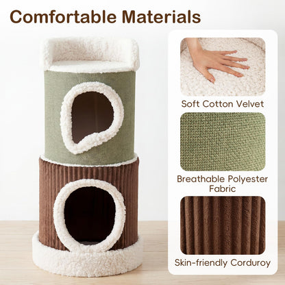 Cat House for Indoor Cats, Multi-Level Cat Tower with Top Perch