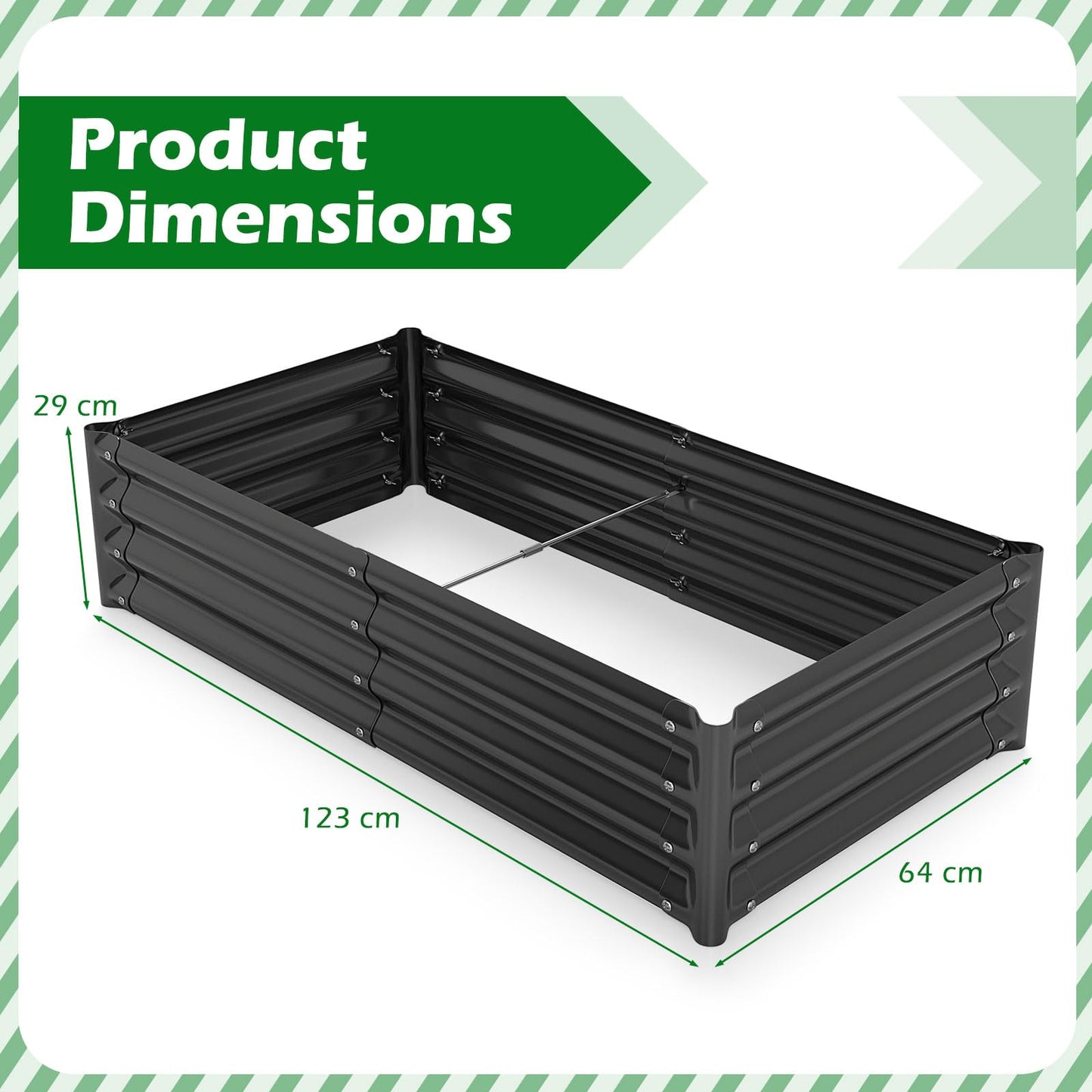 Galvanized Raised Garden Bed 123 x 64 x 29 cm Outdoor Metal Planter Box