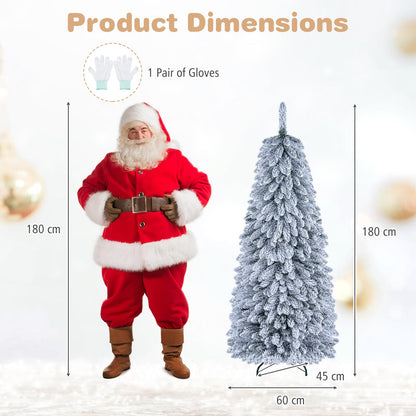 6FT Pop up Artificial Christmas Tree, Snow Flocked Xmas Tree