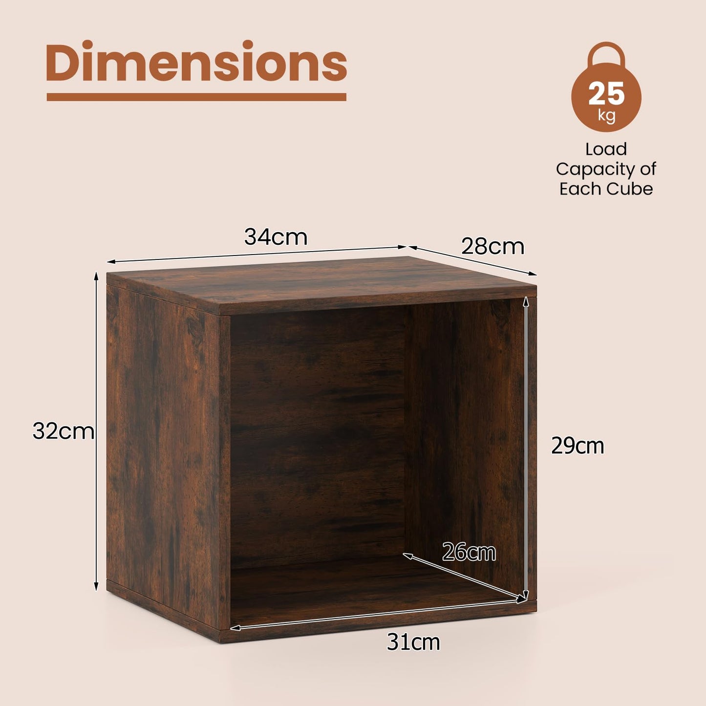 Set of 4 Cube Storage Organizers for Small Space