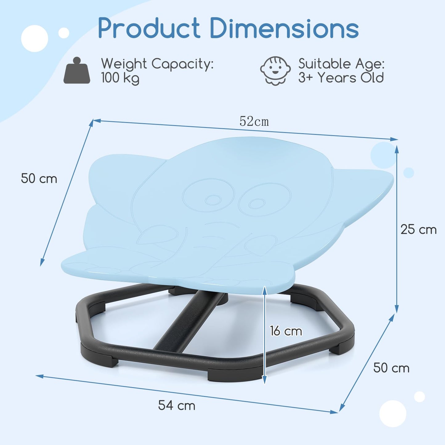 Kids Sensory Swivel Chair Elephant Petal 360° Spinning Chair