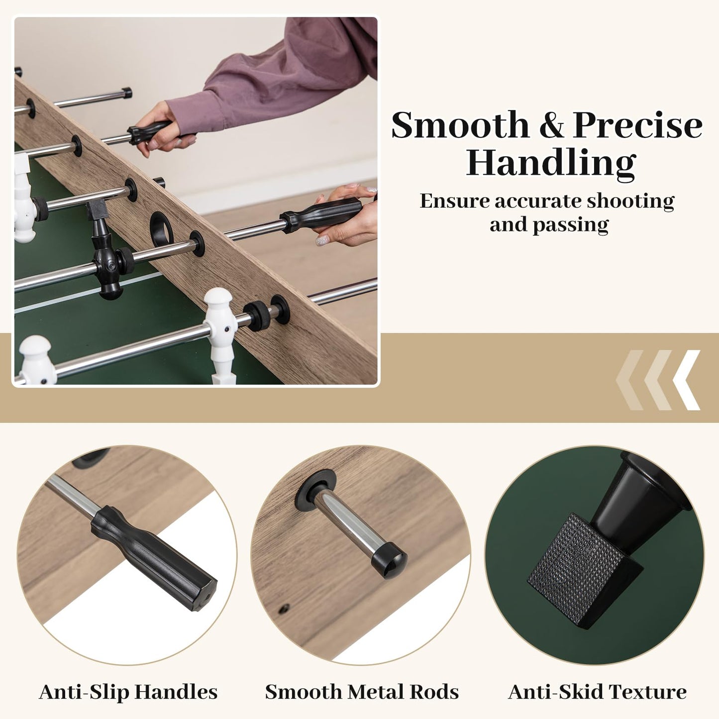 137cm Foosball Table Arcade Soccer Game Table with 2 Balls and 26 Players