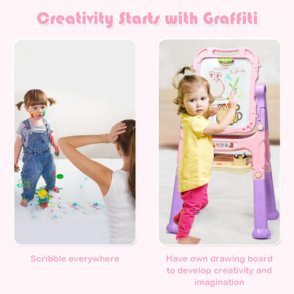 Kid's Double Sided Boards Easel Magnetic Painting Art