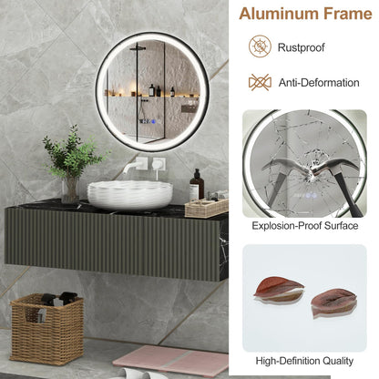 Lighted Bathroom Mirror with 3 Color LED Light Memory Function