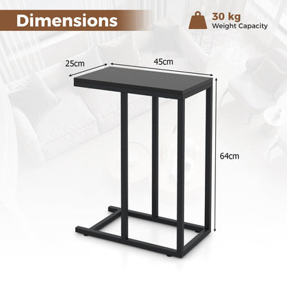 C Shaped End Table for Couch and Bed with Metal Frame